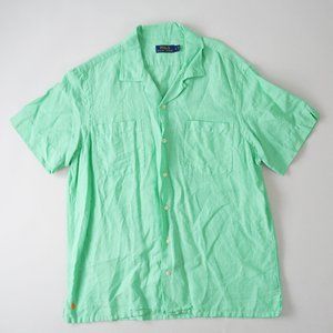 Polo Ralph Lauren Camp Shirt Button Up Short Sleeve Pocket Loop Collar Men Sz L